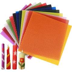 Ulsam Beeswax Candle Making Kit for Adults and Kids, 12 Colorful Beeswax Chips with Wick Set, 20 x 20 cm, Beeswax, DIY Candle Making Kit, Gift for Beautiful Rolling Candles for