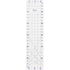 The Quilted Bear Transparent Patchwork Ruler - Non-Slip Design Ruler for Sewing Quilting Patchwork Durable Acrylic with 30 45 60 Degree Angles Clear Lines (6