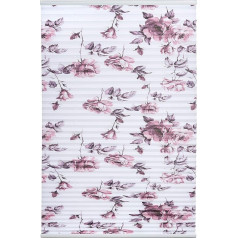 Wohnidee Rose Pleated Blind for Mounting in the Glass Rebate, Opaque Folding Roller Blind, Includes 4 Mounting Brackets and 2 Operating Handles, White/Pink, 70 x 130 cm (W x H)