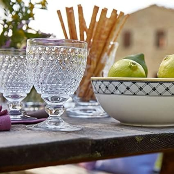 Villeroy & Boch Boston water glasses, set of 4, 400 ml, drinking glasses with facet pattern, crystal glass for soft drinks, dishwasher safe, clear