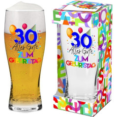 Beer Glass 0.5 L for 30th Birthday for Men, Husband, Boyfriend, Brother - 30 Years, Happy Birthday - Original Gift for 30 Year Olds in Gift Box