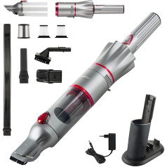 Genius A82120, Invictus One 2.0 Handheld Vacuum Cleaner + Floor Vacuum Cleaner 12-Piece Red Handheld Vacuum Cleaner Bagless & Wireless with 13000 PA | 2 x HEPA Filter, Lithium Ion, 90 W, 76 Decibels