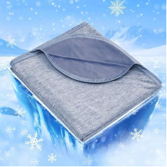 IKALIFE Cooling Blanket - 2 in 1 Double-Sided Lightweight Summer Blanket Q-Max > 0.5 Thin Self-Cooling Blanket Summer Cooling Blanket for Sleeping Cold Blanket for People Bed 150 x 200 cm Blue