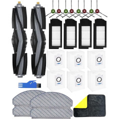 Yivy 26-Piece Accessory Set for Ecovacs Deebot X1 Plus Vacuum Cleaner, X1+ Replacement Parts: 2 Main Brushes, 8 Side Brushes, 4 HEPA Filters, 4 Mop Pads, 6 Vacuum Cleaner Bags, 1 Cleaning Cloth