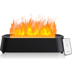 Flame Aroma Diffuser, Essential Oils Diffuser with 7 Colour Light, Humidifier Fragrance Oil Diffuser for Children, Room Fragrance, Home Office - 4 Timers and Waterless Automatic Shut-Off Black