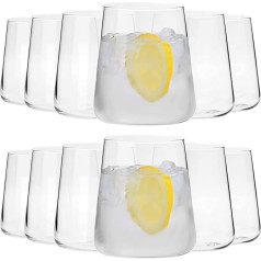 Set of 12 Avantgarde Glasses with 380ml Capacity for Water and Cold Drinks Drinks Modern Minimalist Design Low Crystal Glass Dishwasher Safe