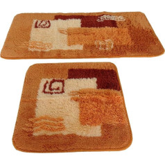 Goodway 2-Piece Bath Mat Set, Milan, Terracotta, Size: 50 x 90 cm, 50 x 45 cm, Non-Slip, Machine Washable