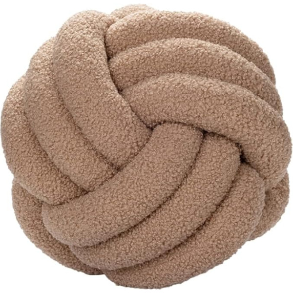Knot Cushion Round 11 Inch Lambswool Knot Ball Cushion Home Decor Cushion Handmade Knotted for Couch Bed Car Office (Khaki)