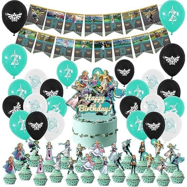 Birthday Decoration The Legend of Zelda Balloons Happy Birthday Garland Cake Decoration Birthday Balloons for Children Video Game Theme Party Decorations