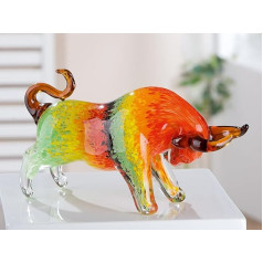 GILDE GLAS art Decorative Figurine Taurus Animal Figurine Sculpture Handmade Solid Coloured Glass Gift and Decoration Multicoloured Width 30 cm