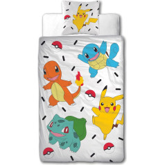 Character World Pokemon Bed Linen 135 x 200 cm + 80 x 80 cm · Pokémon Pikachu & Friends Game · 100% Cotton · 2-Piece Teenage Bed Linen