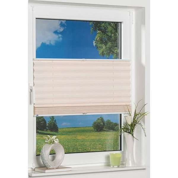 K-home Klemmfix Bamboo Pleated Blind, White, 100 x 130 cm (W x L)