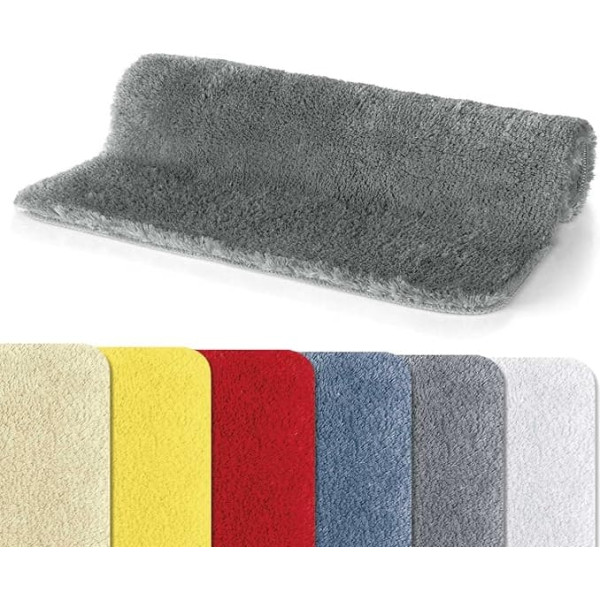 Spirella Fino Supersoft Bath Mat Shower Mat High Pile Washable Non-Slip Bath Mat 60 x 90 cm - Grey