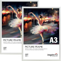 Inspire By Hampton EASYLOADER IBH-EASA3WHP-PK2 30 x 42 cm A3 Perspex Non Glass Photo Frame, Pack of 2, White