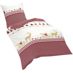 fleuresse Fb. 4 433047 Soft Flannelette Bed Linen Red, Beaver, red, 155 cm x 220 cm