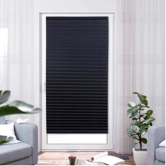 K-Home® Adhesive Pleated Blind Black Light Protection W 80 x H 210 cm
