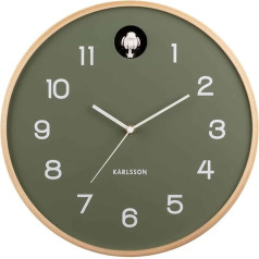 [DL] Wall Clock Natural Cuckoo Birch Wood Jungle Green
