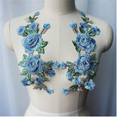 ZBORAVPIX 3D-Stickerei Spitzenapplikationen, Patches， 3D Blumen Bestickt Kleid Applikationen Spitze Stoff Borte Kragen Nähen Patches(Purple)