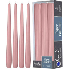 Hyoola Taper Candles - 25 cm Mauve Pink, Drip-Free Table Candles - Candles Long Burning Time 8 Hours - Pack of 12
