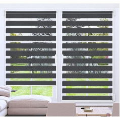 Kokorona Day and Night Venetian Blinds Zebra Window Blinds Double Layer Fabric Zebra Blinds for Doors Light Filtering Privacy Day Night 90cm Wide x 230cm Long Dark Grey