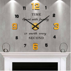 Vangold Modern Mute DIY Large Wall Clock 3D Sticker Home Office Decor Gift