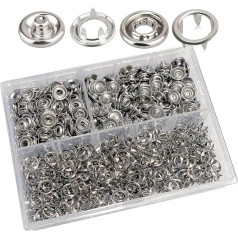 Set of 200 9.5 mm Silver Jersey Press Studs Metal Sewing Accessories Buttons Jersey Snaps for DIY Crafts Fabric, Clothing Bags
