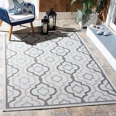 SAFAVIEH Courtyard Collection Contemporary Rug for Living Room, Dining Room, Bedroom, Short Pile, Light Grey and Anthracite, 201 x 290 cm