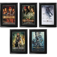 HWC Trading FR A3 Pirates of the Caribbean Collection x 5 Jonny Depp Gifts Printed Poster Signed Autograph Photo for Fans of Film Memorabilia - A3 Framed