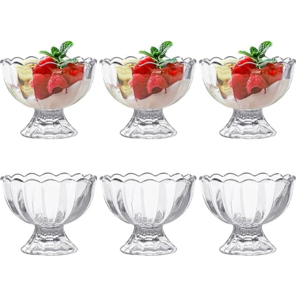 ICEBLUEOR Shrimp Cocktail Glasses, Set of 6, 120ml, Shrimp Cocktail Dishes, Glass Dessert Bowls, Ice Cream Sundae, Ice Cream Sundae, Trifle Dishes, Serving Bowl for Pudding, Ice Cream, Salad, Fruit