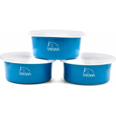 AMKA Food Bowl Bowl 1 Litre with Lid Fürfutterschüssel Water Bowl for Horses, Dogs Animals Set of 3 Colour Petrol