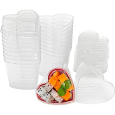 Dessert Cup Dessert Bowls Dessert Cups with Lids - Pack of 20 150 ml Heart Shaped Dessert Cups Clear Reusable for Dessert, Mousse, Pudding, Weddings, Birthdays, Parties