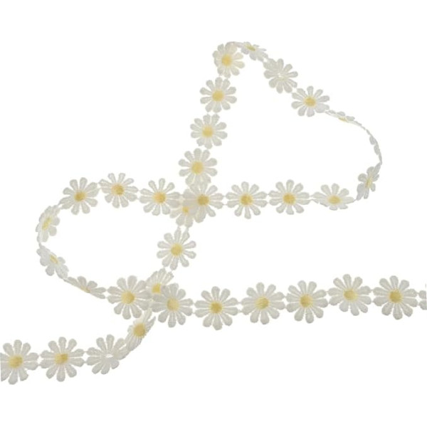 Housoutil 15 Spitzendekoration Spitzenblumen Gänseblümchen Nähen Bestickte Borte Gänseblümchen Spitzenbesatz Floral Bestickte Spitzenborte Dekoband DIY Spitzenstoff Gelbes