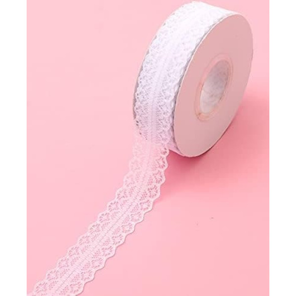 50 Yard Spitzenband 3cm Weiß Spitzenborte Dekostoff Spitzenstoff Zum Nähen Spitze Blumenband Borte für Hochzeit Tischdeko Basteln Nähen Handwerk Geschenkband Kraftpapier Heimdekoration