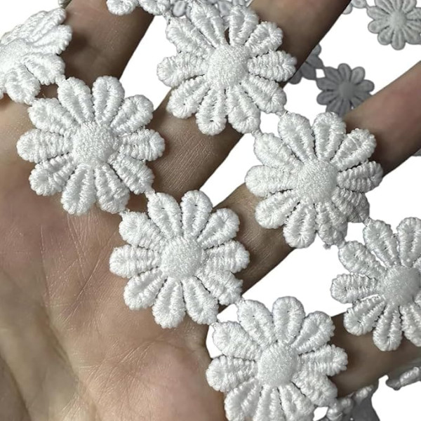 Spitzenband mit Blumenmuster, 91 cm, 25 mm breit, bestickt, für Hochzeitskleid, Kleidung, Verzierung