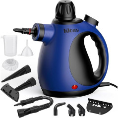 Klona Portable Steam Cleaner, Steam Cleaner for Home, Multi-Purpose Steam Cleaner with 10 Accessories for Carpets, Curtains, Sofas, Kitchen, Bugs, Bathrooms and More (Blue-Black)
