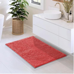 Hearth & Harbor Bathroom Rug Chenille Bath Rug Machine Washable Bath Mats for Bathroom Non-Slip Backing Rubber Quick Dry Bath Mat Rose Bath Rug 20x32 Inch