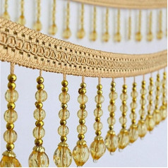 Goldfarbener Fransenbesatz, Quastenbesatz, Quastengirlande, geflochtene Perlen for Aufhängen, Quastenfransenbesatz, geflochtene Perlen for Aufhängen, Bandbesatz, Tischdecke, DIY, Kostüm, Basteln