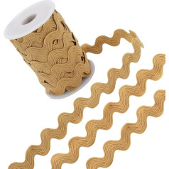 GORGECRAFT Rick Rack Trim 1,27 cm Gold Rac RIC Ribbon Zig Zag Wave Biegen Fransen Trim Polyester Rickrack S-förmiges Spitzenband Gewebt Geflochtener Stoff mit Spule zum Nähen DIY Handwerk