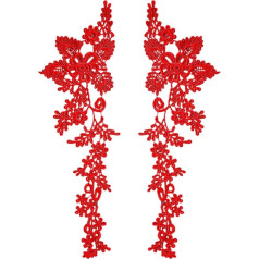 1 Pair Flower Embroidered Lace Neckline Collar, Lace Applique Embroidery Artificial Lace Collar Patches Craft DIY Embroidered Flower Patches Wedding Dress Costume Clothing Accessories