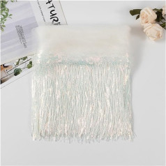 GIJMZY Fringe Trim Lace 30 cm Leaf Sequins Fringe Lace Tassel Trim Stage Latin Dance Beads Row Dress Curtain Ornaments Hanging Flower (White, 10 Yards)