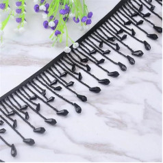 Niiyyjj Spitzenband mit schwarzen Perlen, 8 cm breit, 4,5 m