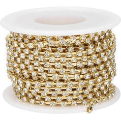 CHEOTIME 1 Rolle 9,1 m Kristall-Strass-Kettenbesatz, Strass-Kette, DIY-Handwerk, Kleidung zum Nähen, Dekoration, Zubehör (SS12-3mm seltener Griff)
