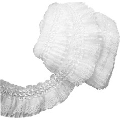 7 cm Wide Exquisite White Embroidery Ribbon Elastic Ruffle Wedding Collar Sewing Clothing Headwear Applique Sewing Craft Wedding Bridal Dress DIY