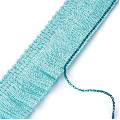 Beadthoven 25m 2.5cm Fiber Lace Trim Fringe Embroidered Ribbon for Clothes Wedding Curtains Dresses Lampshade Home Decor Light Turquoise