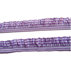 YYCRAFT 40 Yards Wide Gingham Check Elastic Ruffle Ribbon Sewing Border Lavender