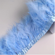 10 Meter Truthahn-Feder-Band, Federfransen für Hochzeitskleid, Dekoration, Nähzubehör, Pflumas, Himmelblau, 10 Meter