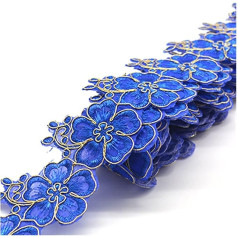 Dekorative Aufnäher, Aufnäh-Applikationsaufnäher, 3 Yards 65 mm bestickter bunter Blumen-Spitzenbesatz-Aufnäher for Nähen, Basteln, Bekleidungszubehör (Farbe: Rot) (Farbe: Rot) (Farbe: Blau)