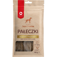 liellopa gaļas nūjiņas ar aknām - kārums suņiem - 100 g