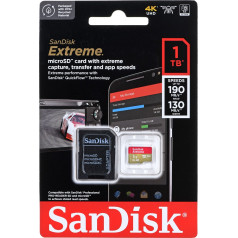 Atmiņas karte extreme microsdxc 1 tb 190/130 mb/s a2 c10 v30 uhs-i u3