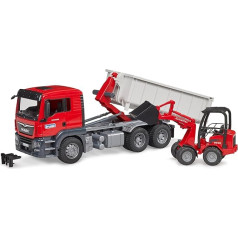 bruder 03767 - Man TGS Truck with Rolling Container and Schäffer Yard Loader 2630 - 1:16 Vehicles, Low Loader, Transporter, Wheel Loader, Toy from 4 Years